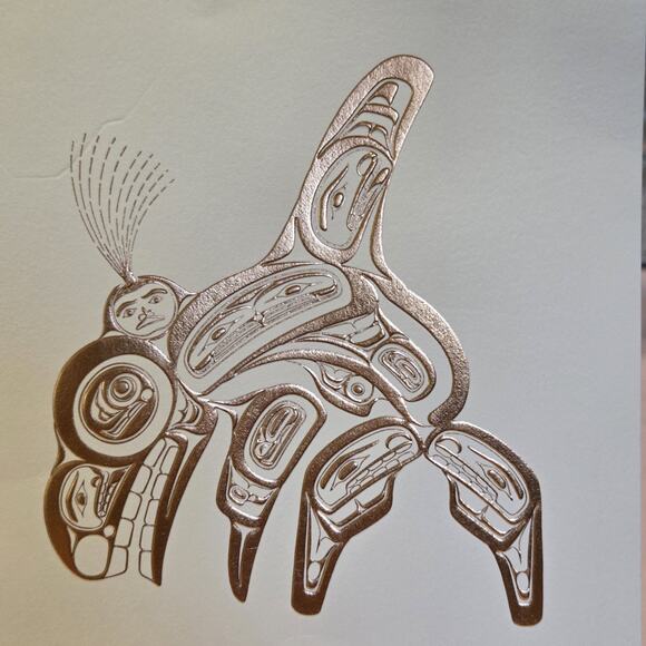 Bill Reid Signed Haida Killer Whale SKAANA Copper Canadian Art Card 6x9 Envelope - Picture 3 of 9